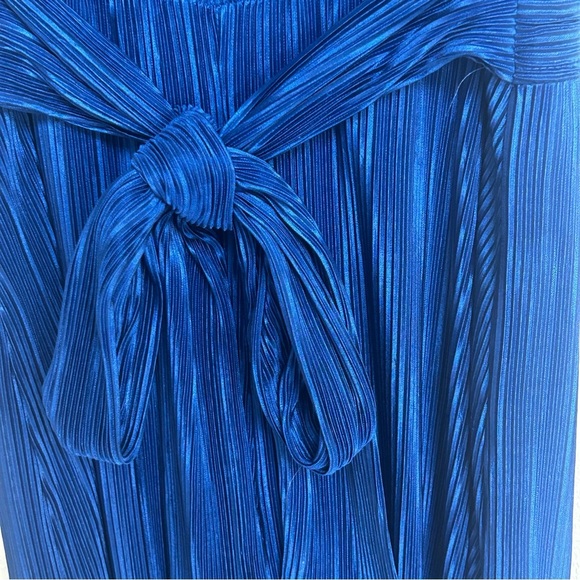 Maeve by Anthropologie Women’s 12 Blue Metallic Pleated Tie-Waist Sonata Romper - Picture 6 of 10